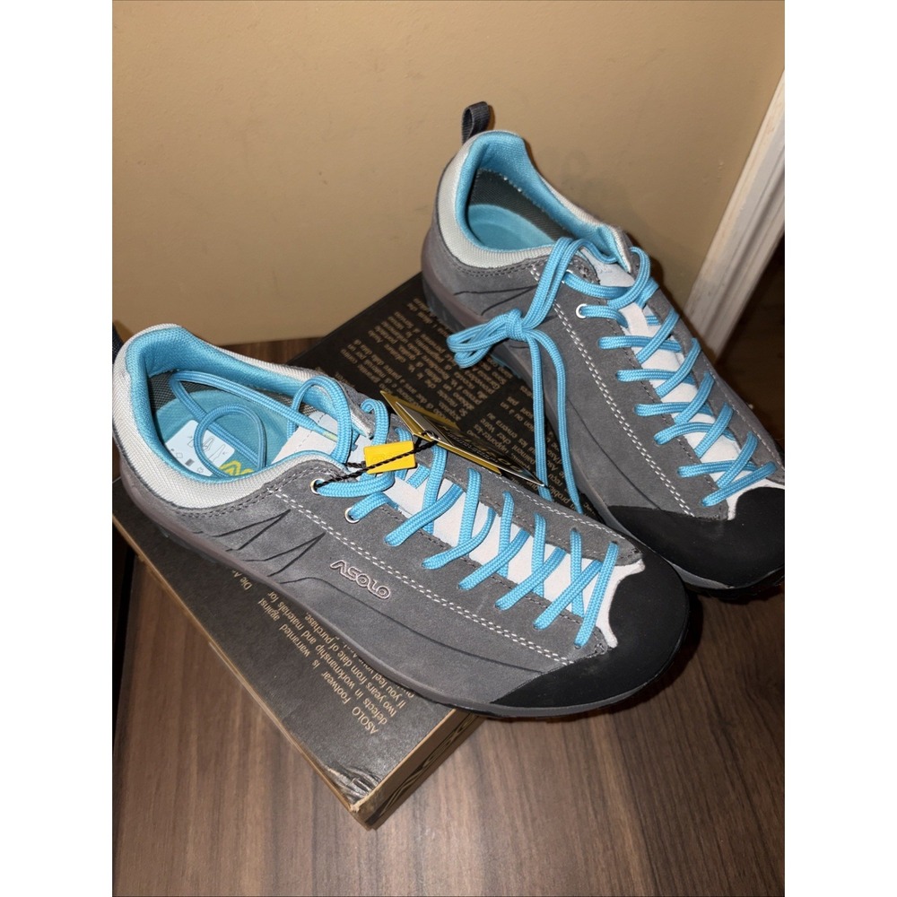 NIB ASOLO Space GV Hiking Shoe Goretex Women's 8.5 Gray Blue Vibram $170 - Picture 6 of 16
